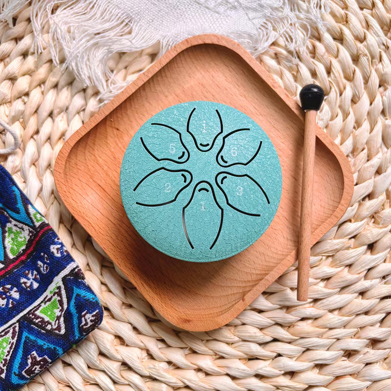 Basic Mini Steel Tongue Drum – 3″ drum with 6 tones for meditation & sound journeys