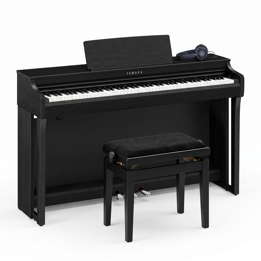 Yamaha CLP 825 Schwarz Matt Bundle mit Bank und Kopfhörer – bundle-hero
