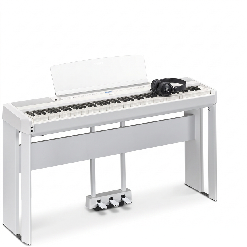 Yamaha P-525 Weiß Bundle mit Ständer, Pedalen und Kopfhörer – bundle-hero