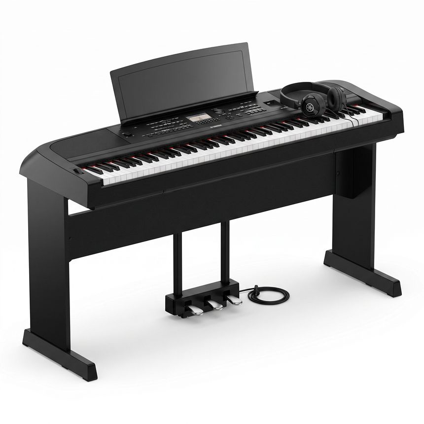 Yamaha DGX-670 Schwarz Bundle mit Ständer, Pedalen und Kopfhörer – bundle-hero