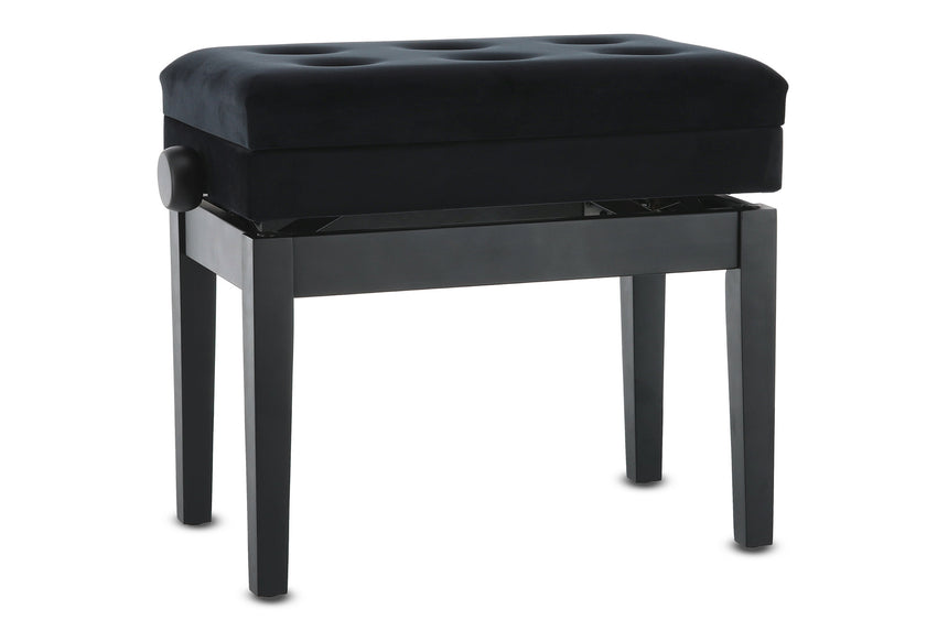 GEWA 130.500 piano bench, matt black – angled view from the left