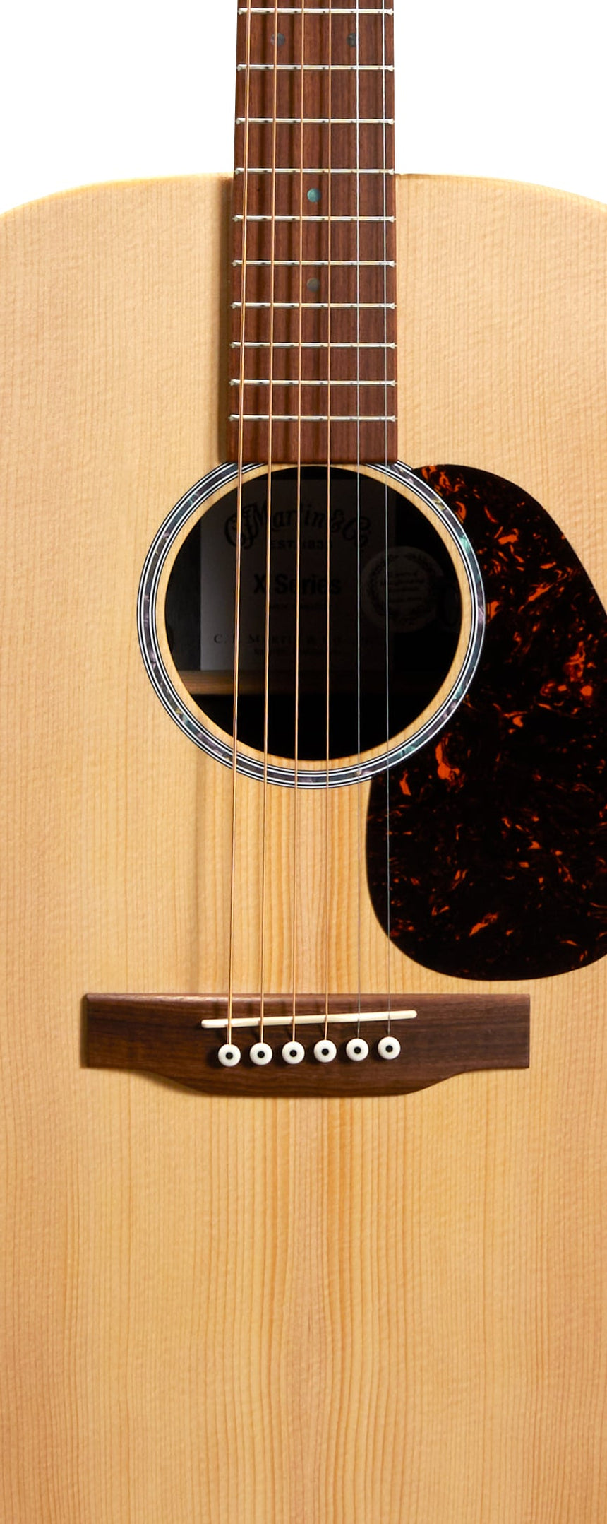 Martin D-X2E Brazilian Rosewood acoustic guitar – body detail