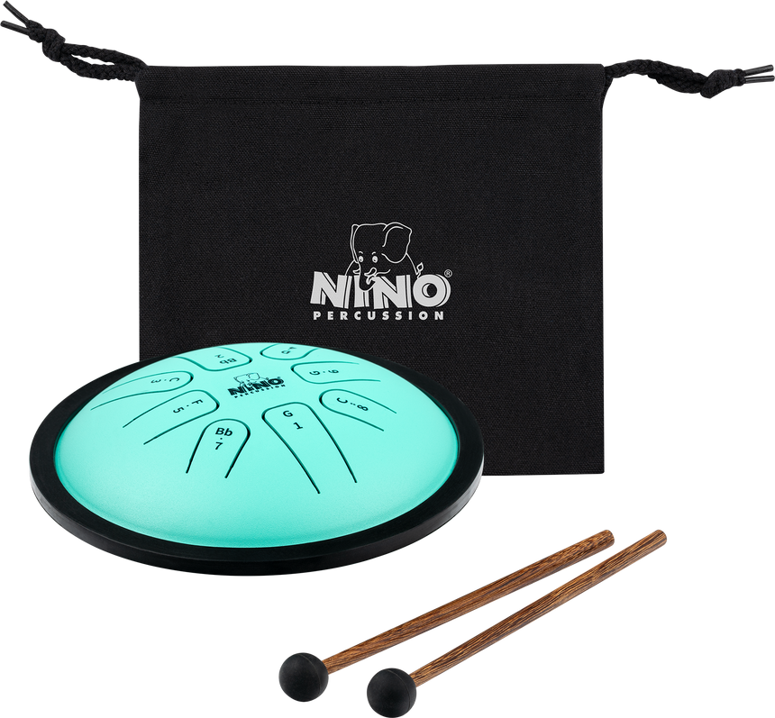 NINO Percussion NINO982 Zungentrommel, Mint Green – Mit Tragetasche und Schlägeln