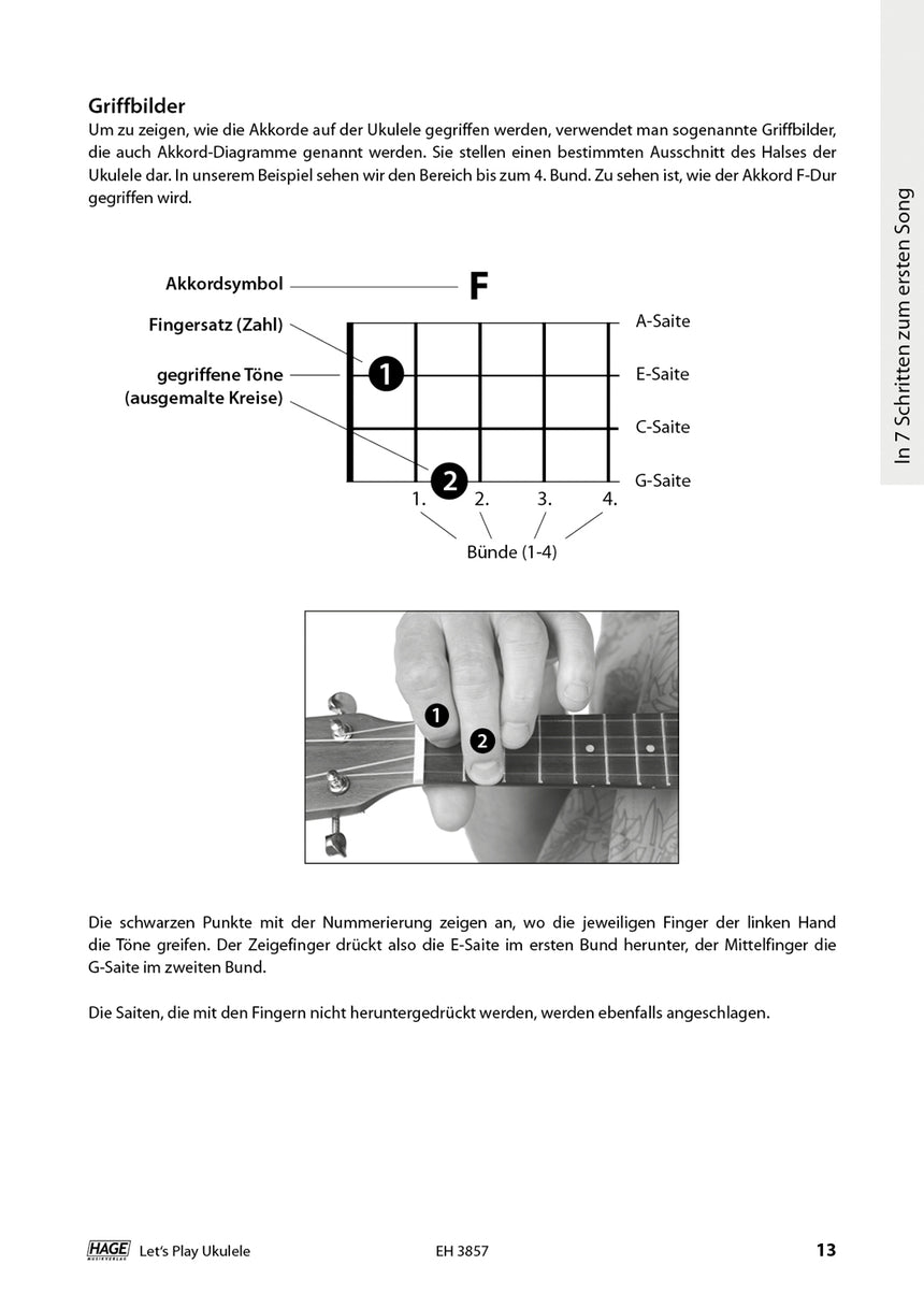 Let's Play Ukulele – Inside page with ukulele chord diagrams