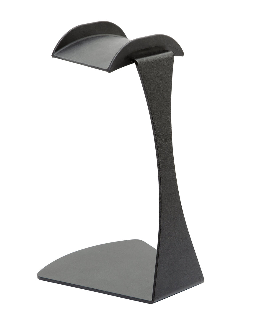 König & Meyer 16075 desktop headphone stand – Back and side view, textured black