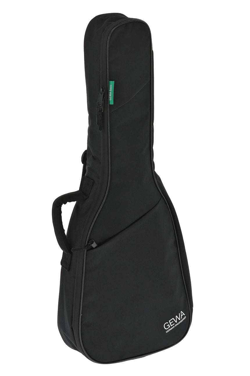 GEWA Basic 5 Konzertgitarrentasche, Größe 1/4–1/8, schwarz – schräg von vorn rechts.