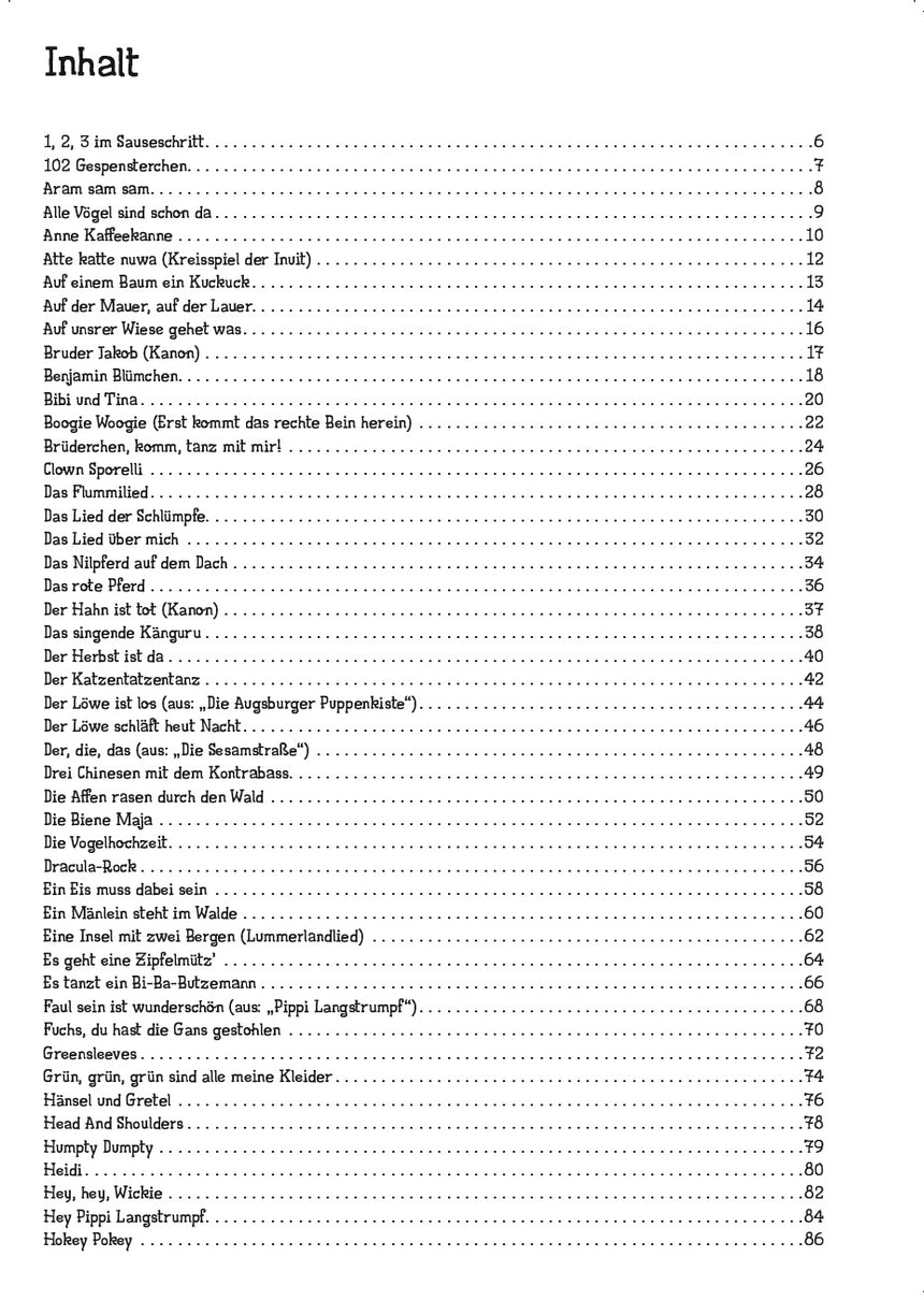 Contents page for the ukulele songbook, listing songs 1–50 and page numbers.