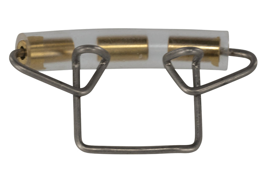 GEWA Roth-Sihon 409.500 silver and gold violin mute, rear view showing the soft tube