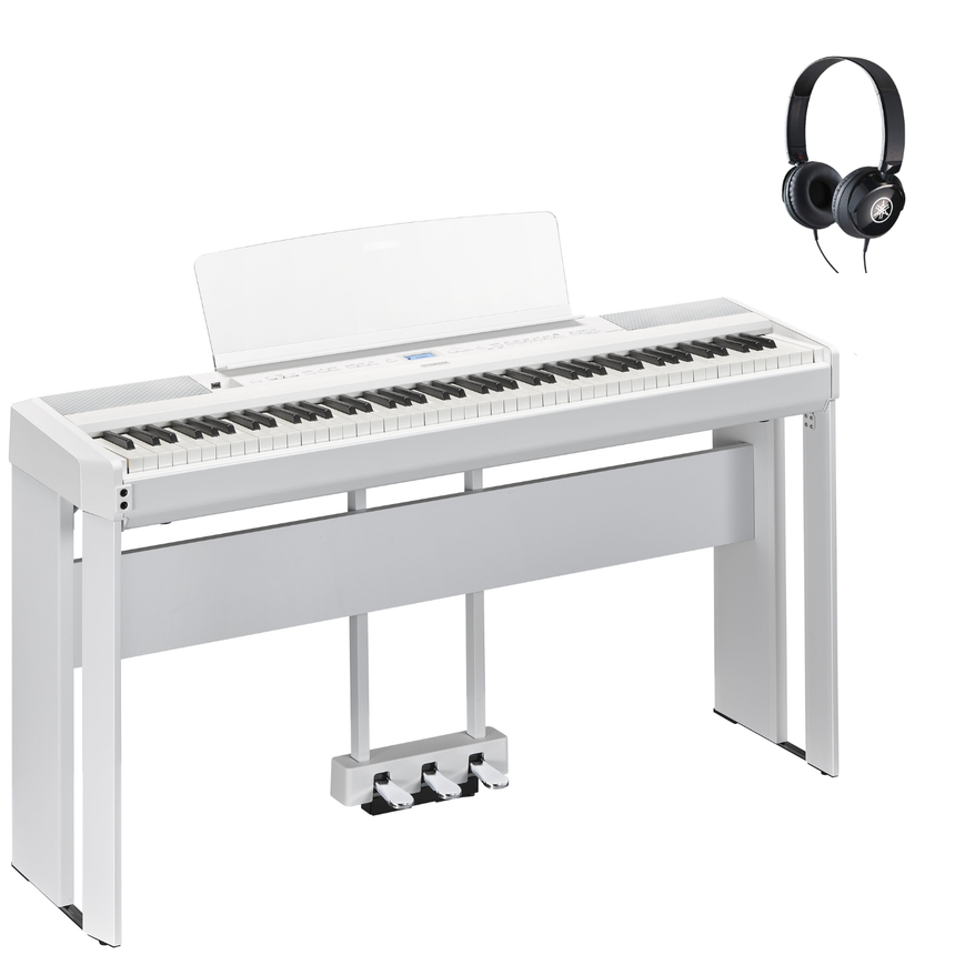 Yamaha P-525 Weiß Bundle mit Ständer, Pedalen und Kopfhörer - Musik-Ebert Gmbh