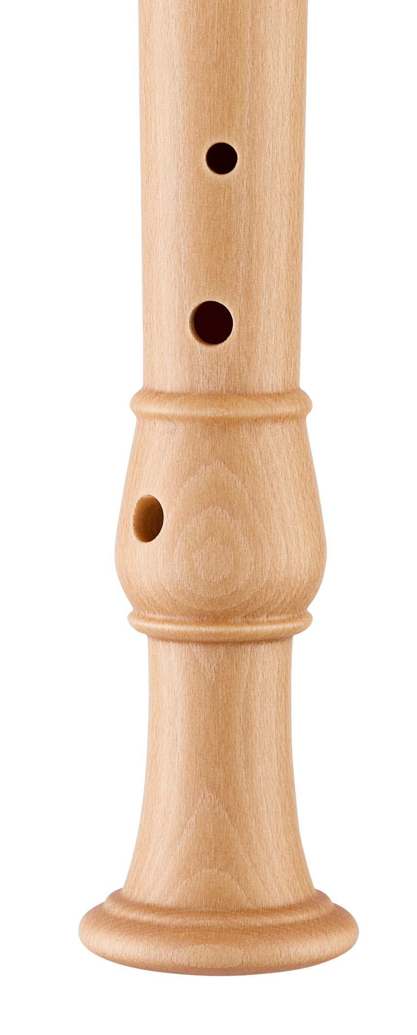 Moeck Rondo 3210 soprano recorder in natural maple – lower finger-hole detail