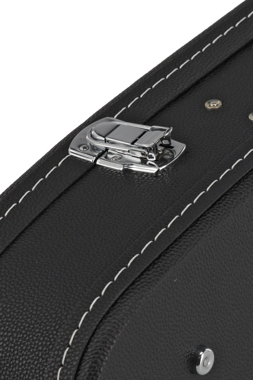GEWA Flat Top Economy APX-Gitarrenkoffer 523.112, schwarz – Detail der Außenkante und Beschläge