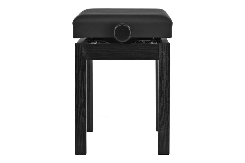 GEWA F900.540 piano bench, matt black frame and black imitation-leather seat – side view