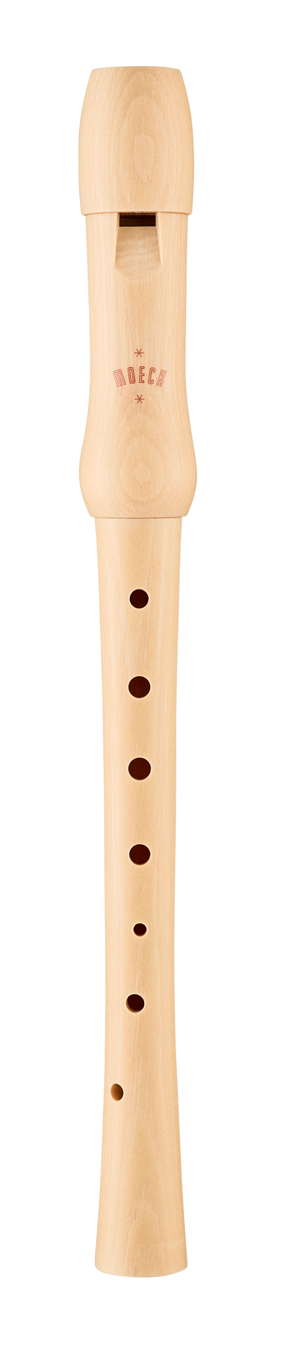 Moeck 1250 school soprano recorder in natural maple – full front view