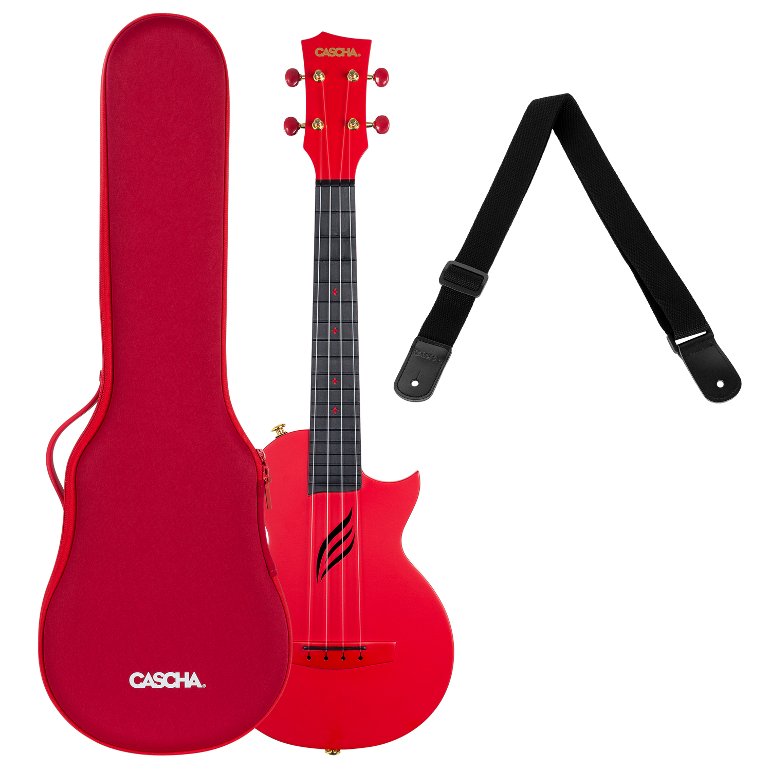 CASCHA Carbon Konzert Ukulele inkl. Tasche, Gurt - Musik-Ebert Gmbh