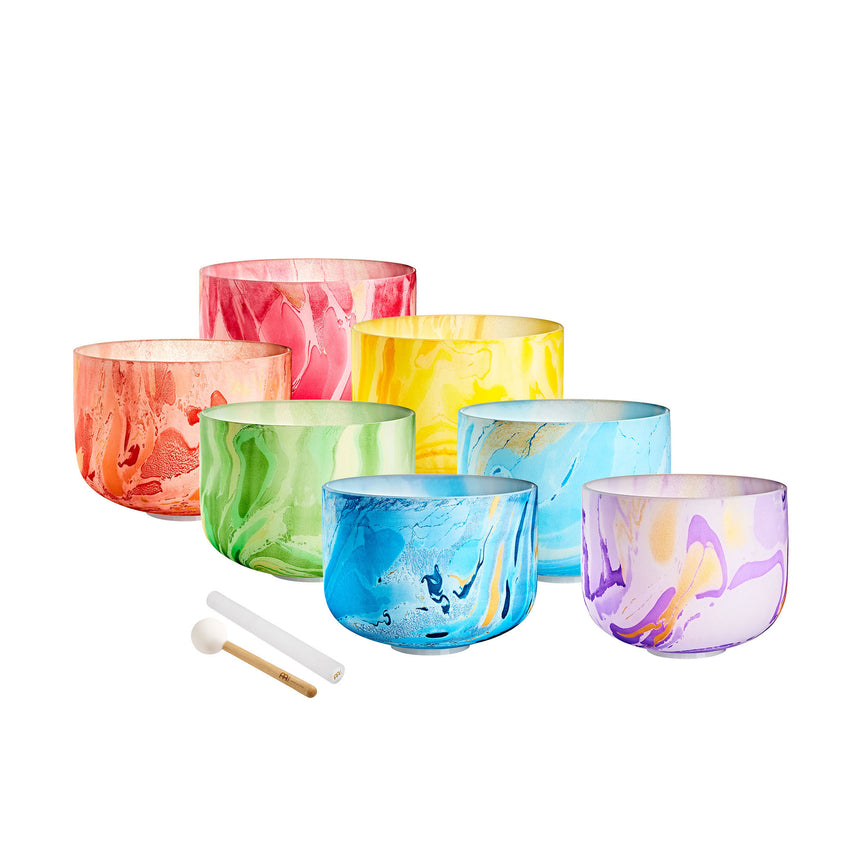 Meinl Sonic Energy 7-teiliges Marble Crystal Singing Bowl Chakra Set, B4, A4, G4, F4, E4, D4, C4, 432 Hz (MCSBSETCHA)