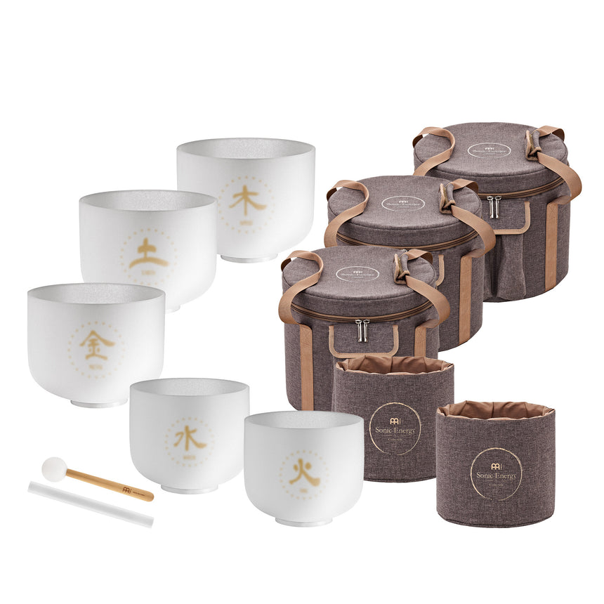MEINL Sonic Energy 5-teiliges TCM Crystal Singing Bowl Elemente Set TCMCSBSET5 - Musik-Ebert Gmbh
