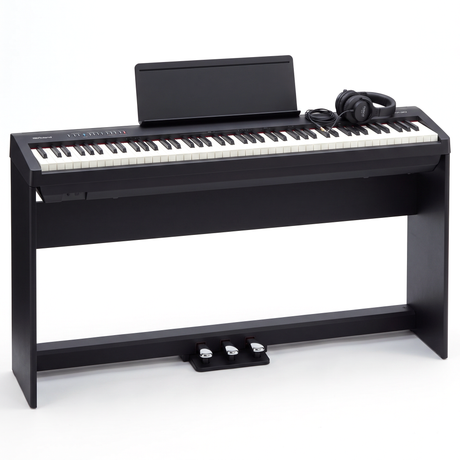 Roland FP-30X Schwarz Bundle mit Ständer und Pedalleiste, Kopfhörer – bundle-hero