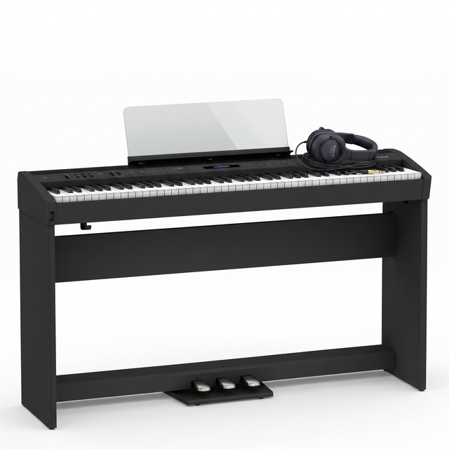 Roland FP-60X Schwarz Bundle mit Ständer und Pedalleiste, Kopfhörer – bundle-hero