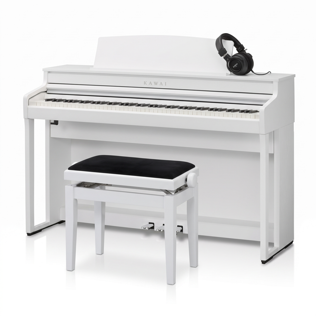 Kawai CA-401 Weiß Matt Bundle mit Bank und Kopfhörer – bundle-hero