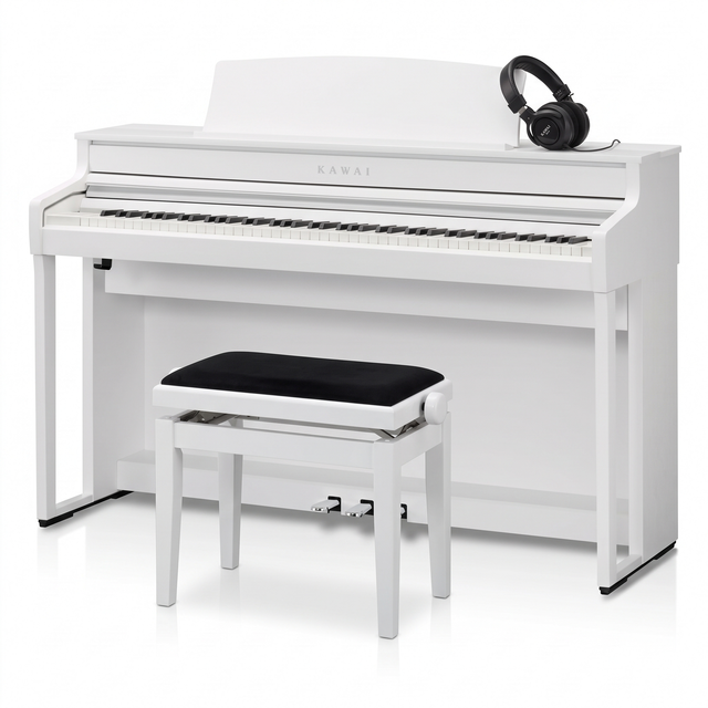 Kawai CA-501 Weiß Matt Bundle mit Bank und Kopfhörer – bundle-hero