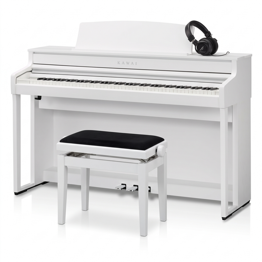 Kawai CA-501 Weiß Matt Bundle mit Bank und Kopfhörer – bundle-hero