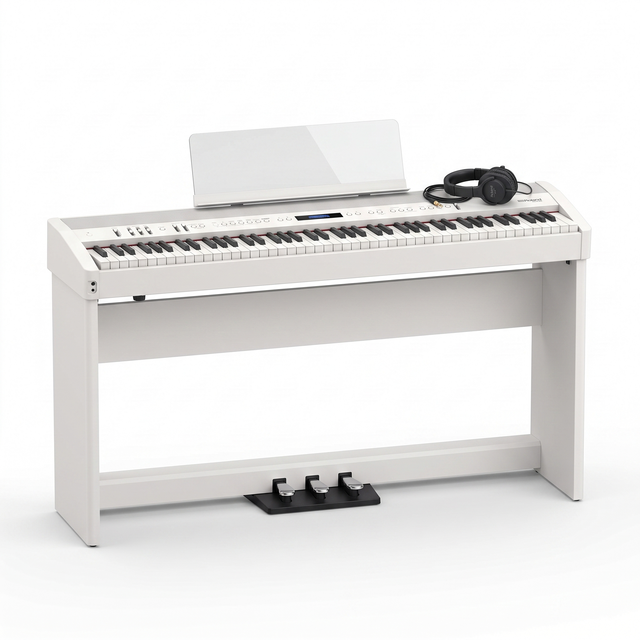 Roland Stagepiano FP-60X Weiß Bundle mit Ständer und Pedalleiste, Kopfhörer – bundle-hero