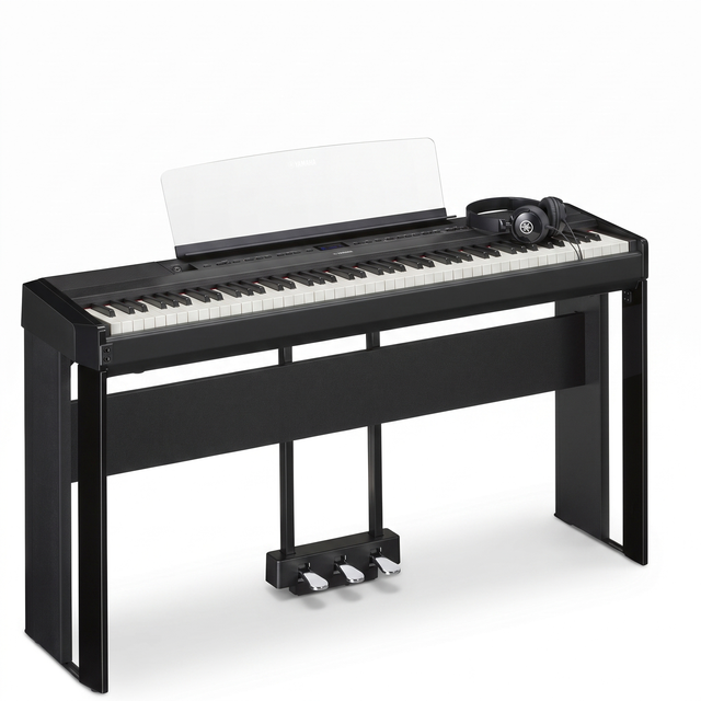 Yamaha P-525 Schwarz Bundle mit Ständer, Pedalen und Kopfhörer – bundle-hero