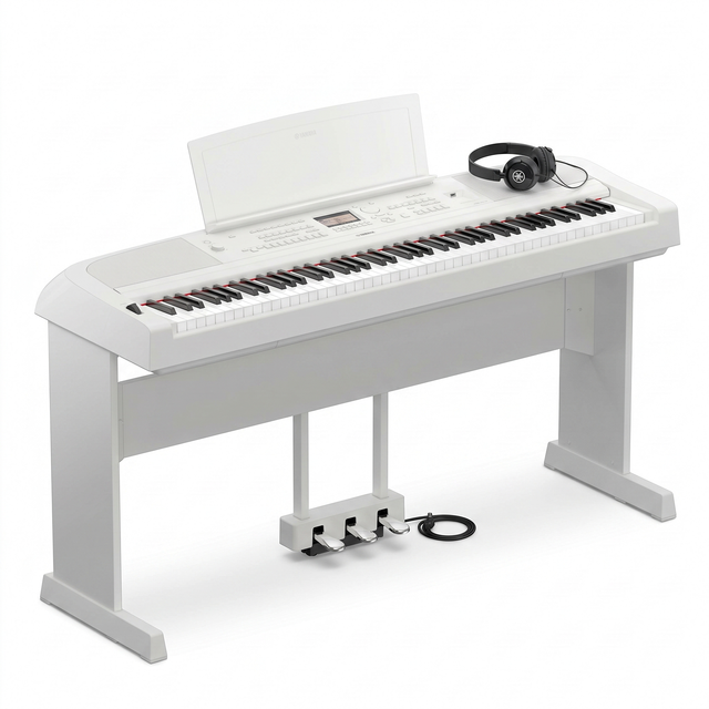 Yamaha DGX-670 Weiß Bundle mit Ständer, Pedalen und Kopfhörer – bundle-hero