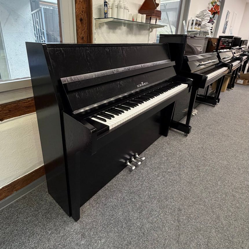 SCHIMMEL Klavier 112/5 E eiche schwarz Occasion Bj. 1989, Silver Edition, sehr guter Zustand Renner Mechanik (gebraucht)