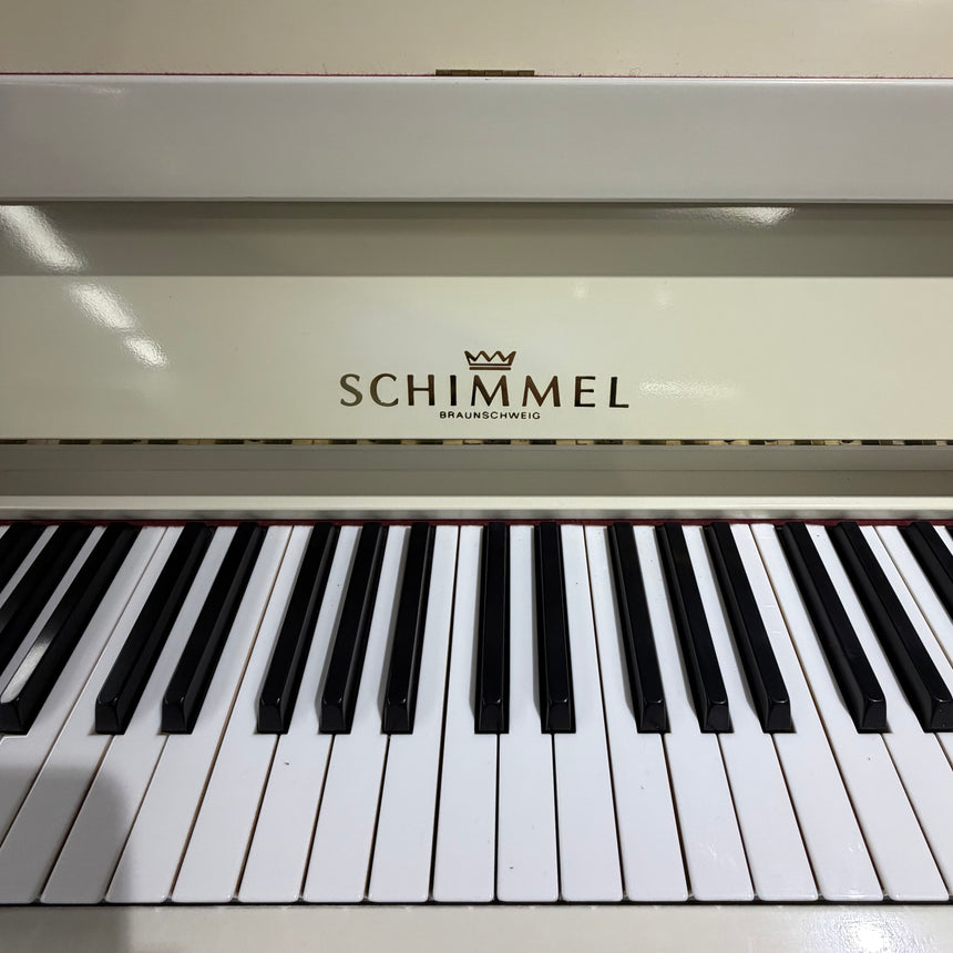 SCHIMMEL Klavier 112/5 weiss matt Occasion Bj. 1980 guter Zustand, Renner Mechanik (gebraucht) - Musik-Ebert Gmbh