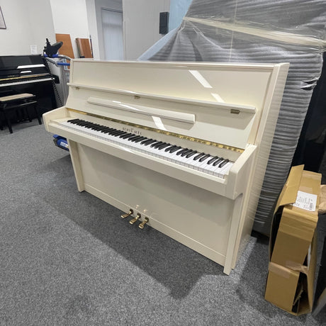 W.Schimmel Klavier 112/5E weiss poliert Occasion Bj. 1991, sehr guter Zustand, Renner Mechanik (gebraucht) - Musik-Ebert Gmbh