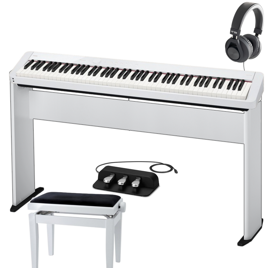Casio PX-S1100 Weiß Deluxe Bundle mit Ständer, Pedalen, Bank und Kopfhörer - Musik-Ebert Gmbh