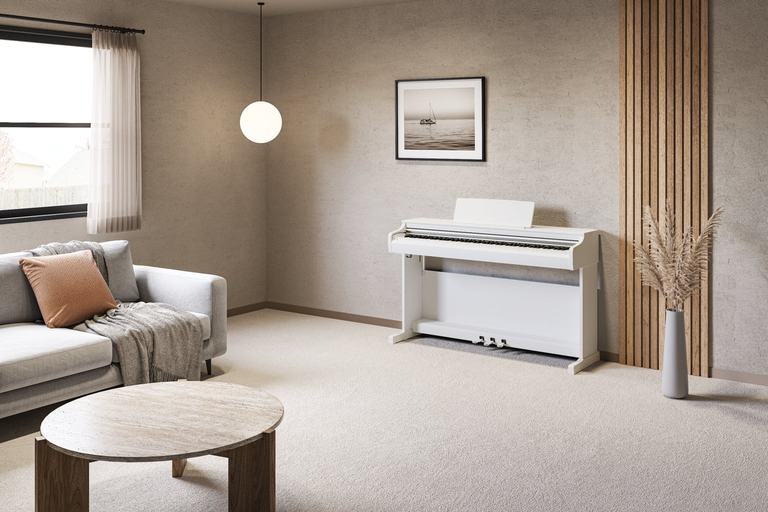Yamaha YDP-166 Weiß – im Wohnraum
