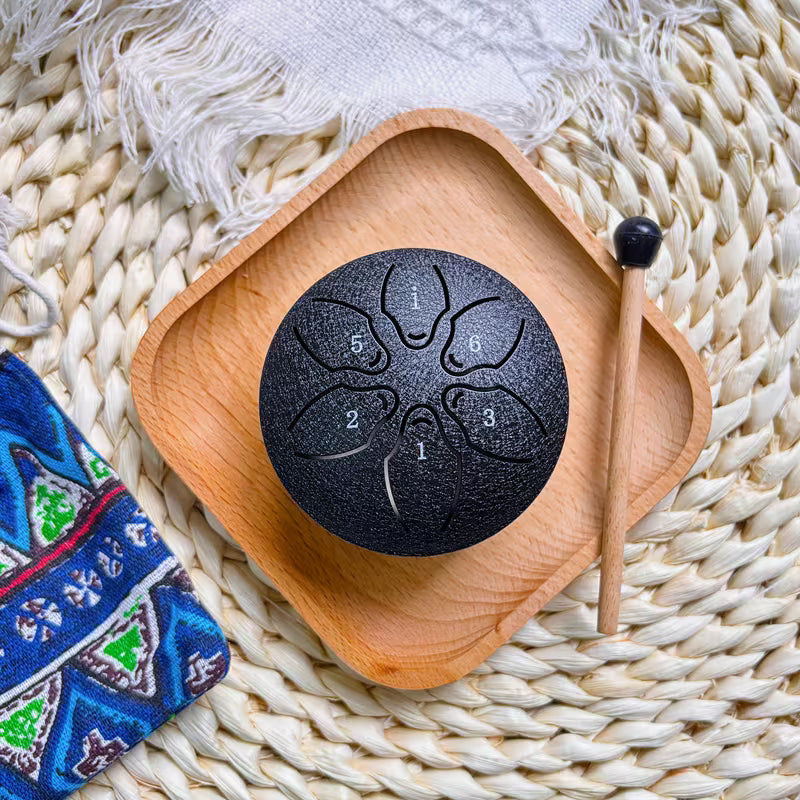 Basic Mini Steel Tongue Drum – 3″ drum with 6 tones for meditation &amp; sound journeys