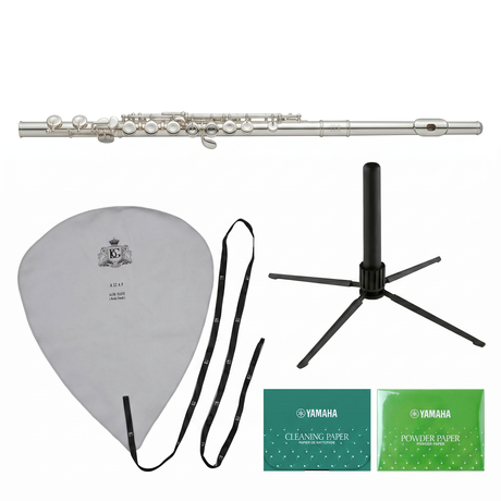 Yamaha YFL-282 Querflöten-Bundle (Ringklappen, Inline) mit Ständer, Wischer & Pflegepapieren Set-Bild