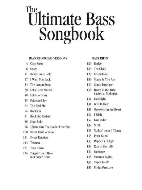 The ultimate Bass Songbook (songbook vocal/bass/tab) - Musik-Ebert Gmbh