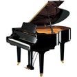 Yamaha GC1 SH3 Flügel in Schwarz poliert mit geöffnetem Deckel und Silent-Steuereinheit