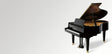 Kawai GL-50 Flügel in Schwarz poliert mit geöffnetem Deckel, Schrägansicht auf hellem Hintergrund