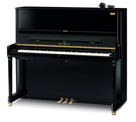 Kawai K-500 AURES 2 Klavier in Schwarz poliert mit Messingbeschlägen, Bedieneinheit und Kopfhörern