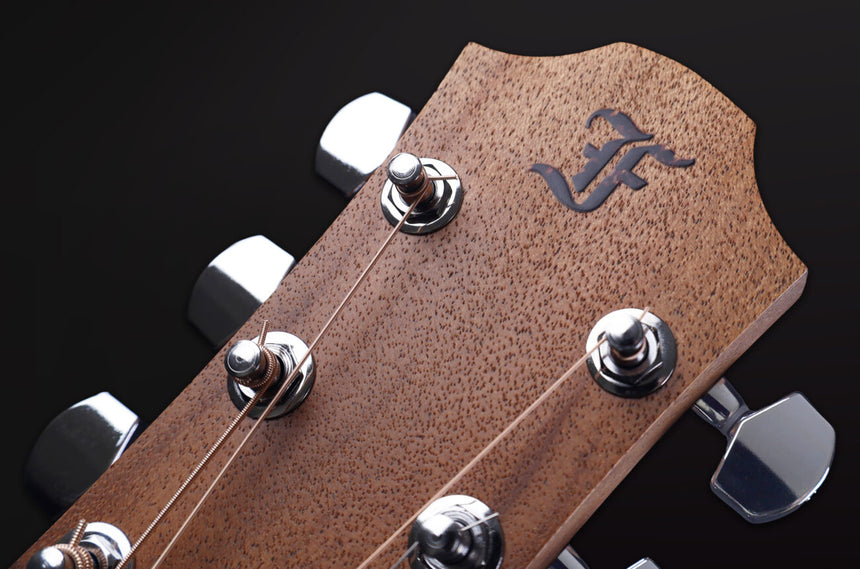 Furch Violet D-EM acoustic guitar in natural finish – headstock detail