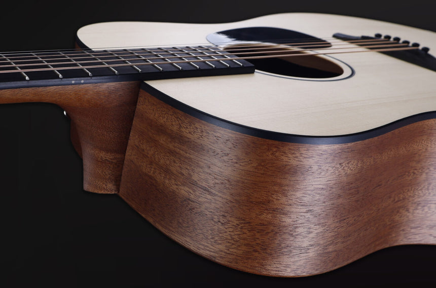 Furch Violet D-EM acoustic guitar in natural finish – side and body-edge detail
