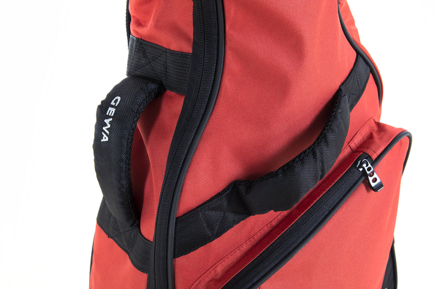 GEWA Premium 20 Western-Gitarrentasche, rot – Detail von Reißverschluss und Material
