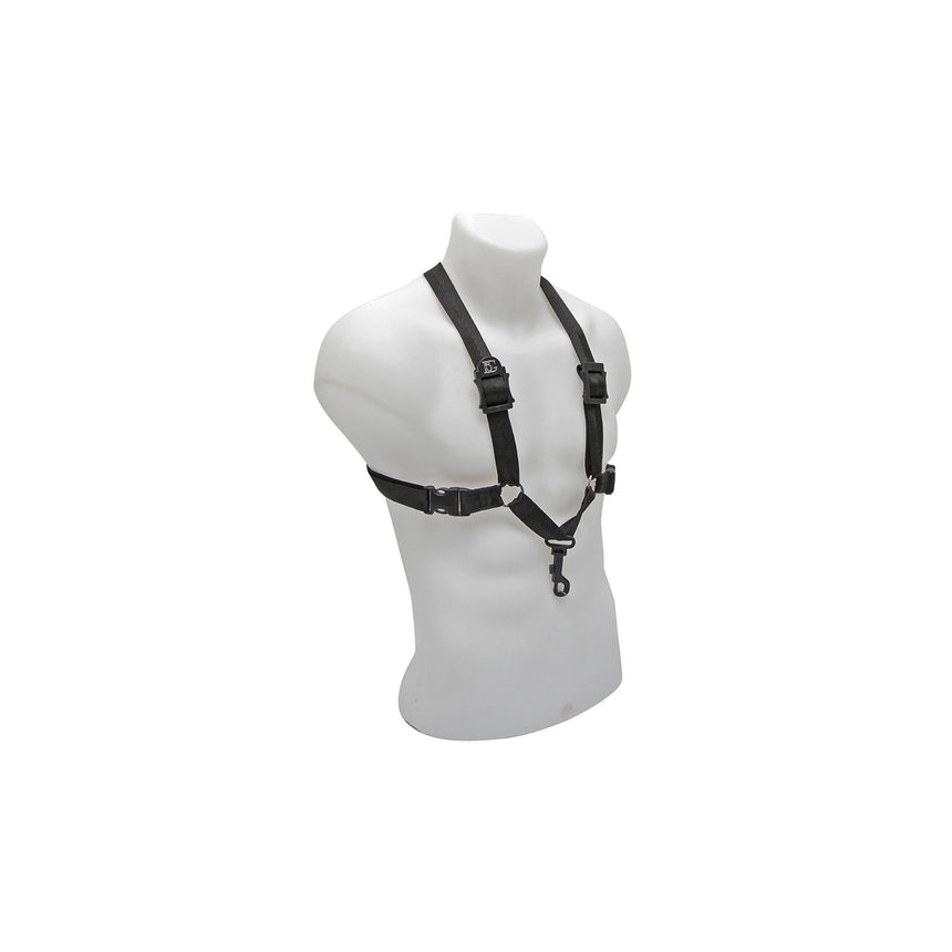 BG S43SH Saxophongurt Men XL, Schwarz, Men XL – Schräge Vorderansicht am Oberkörpermodell