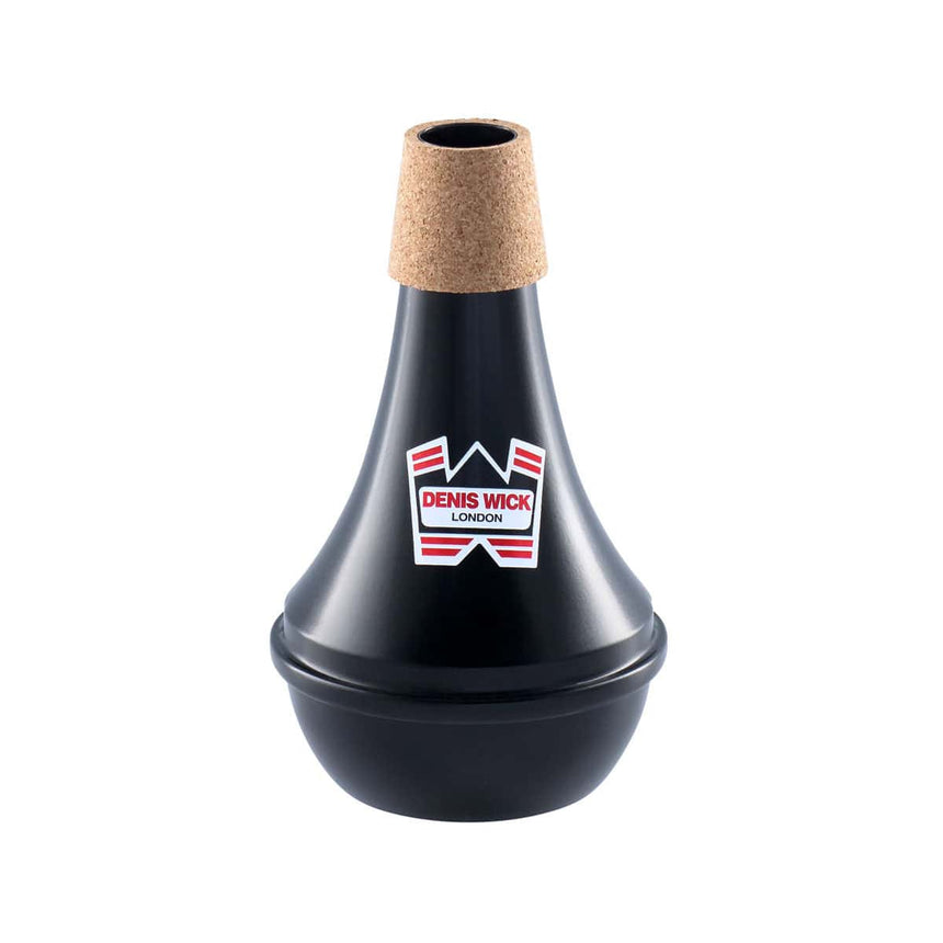 Black Denis Wick 5526 practice mute for trumpet and cornet – isolated angled product view