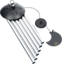 Carillon de méditation Meinl Sonic Energy MMC32S argenté, 80 cm – vue en biais des tubes et du pendule