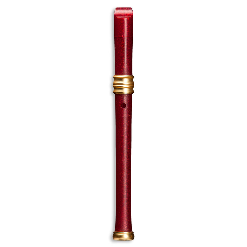 Red Mollenhauer 0119R Adri’s Dream recorder, rear view with thumb hole