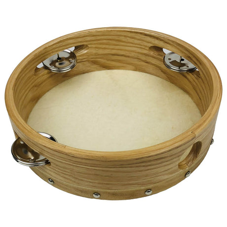 Tambourin Migma 879/002 de 18 cm, peau naturelle et cadre en bois vus du dessous