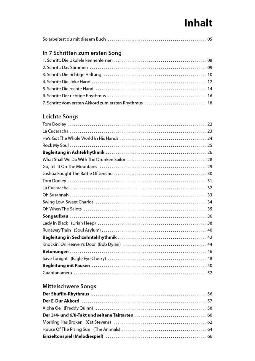 Let's Play Ukulele – Table of contents, page 1