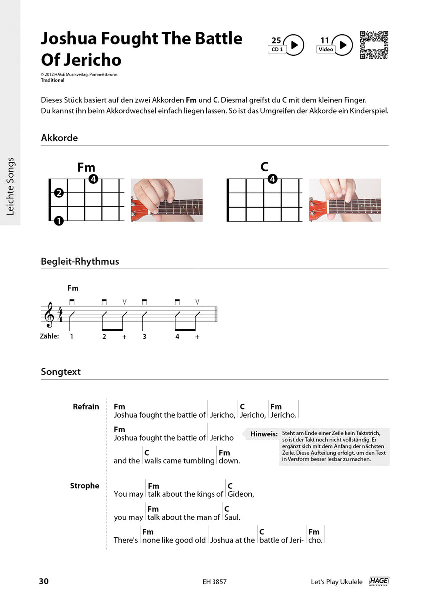 Let's Play Ukulele – Inside page with chords and music example