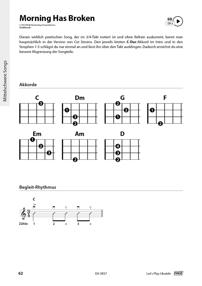 Let's Play Ukulele – Morning Has Broken music example, page 1